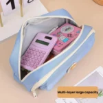 Large Capacity Button Pen Case Simple Stationery Pouch For Students - Image 3