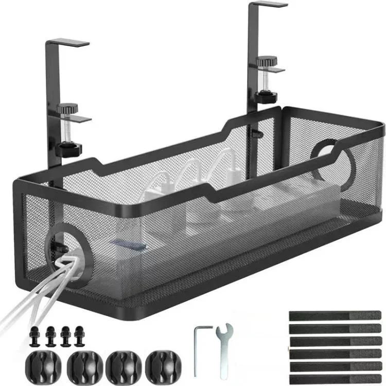 TBD0606263401A.webp Adjustable Under Desk Storage Basket No Drill Hanging Organizer for Router/Books/Supplies - Image 1