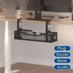 Adjustable Under Desk Storage Basket No Drill Hanging Organizer for Router/Books/Supplies - Image 3