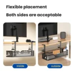 Adjustable Under Desk Storage Basket No Drill Hanging Organizer for Router/Books/Supplies - Image 4