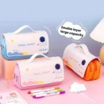 Student Handheld Double Layer Large Capacity Pencil Case Simple Planet-Themed Stationery Box - Image 2