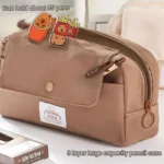 Large Capacity Flip Top Pen Pouch Pencil Stationery Box With Snap Zipper - Image 2
