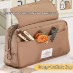 Large Capacity Flip Top Pen Pouch Pencil Stationery Box With Snap Zipper - Image 3