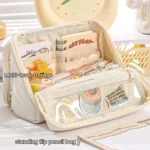 Large Capacity Pen Pouch With Detachable Transparent Layer Simple Stationery Pouch For Students - Image 3
