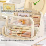 Large Capacity Pen Pouch With Detachable Transparent Layer Simple Stationery Pouch For Students - Image 4
