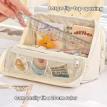 Large Capacity Pen Pouch With Detachable Transparent Layer Simple Stationery Pouch For Students - Image 6