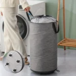 Foldable Rolling Laundry Hamper with Wheels & Straps Large Capacity Collapsible Clothes Basket - Image 2