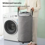 Foldable Rolling Laundry Hamper with Wheels & Straps Large Capacity Collapsible Clothes Basket - Image 3