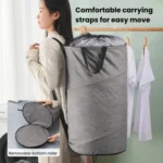 Foldable Rolling Laundry Hamper with Wheels & Straps Large Capacity Collapsible Clothes Basket - Image 4