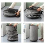 Foldable Rolling Laundry Hamper with Wheels & Straps Large Capacity Collapsible Clothes Basket - Image 8