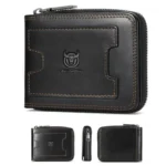 BULL 235 CAPTAIN 2 Fold Zipper Leather Wallet RFID Multi-Functional Card Holder - Image 9