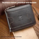 BULL 235 CAPTAIN 2 Fold Zipper Leather Wallet RFID Multi-Functional Card Holder - Image 3