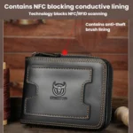 BULL 235 CAPTAIN 2 Fold Zipper Leather Wallet RFID Multi-Functional Card Holder - Image 4
