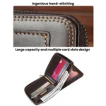 BULL 235 CAPTAIN 2 Fold Zipper Leather Wallet RFID Multi-Functional Card Holder - Image 7