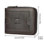 BULL 235 CAPTAIN 2 Fold Zipper Leather Wallet RFID Multi-Functional Card Holder - Image 8