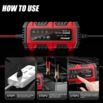 FOXSUR Smart 6V/12V 1.5A Battery Charger 4AH-30AH Lead Acid Battery Maintainer For Motorcycle/Car/ATV - Image 12