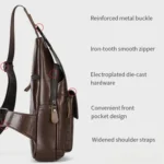 BULL CAPTAIN 8 inch Vintage Men Genuine Leather Crossbody Bag - Image 6