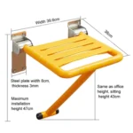 Wall-Mounted Folding Shower Stool Bathroom Safety Chair for Elderly & Disabled - Image 9