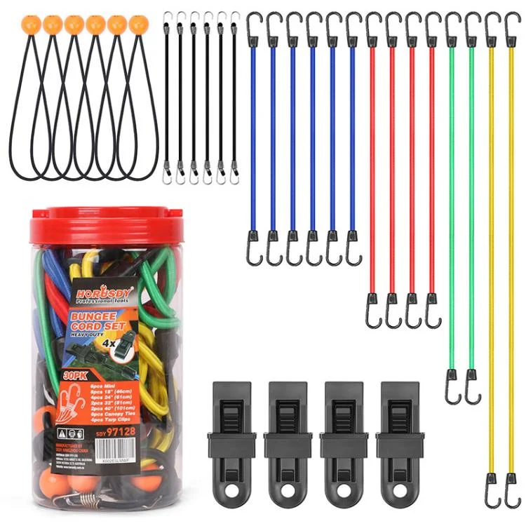 30pcs High-Elastic Rubber Elastic Cord Set Motorcycle Bicycle Tie-Down Straps Tent Elastic Cords