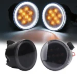 2pcs For Wrangler Plum Blossom-Shaped Yellow LED Car Lights Car Modified Grille Turn Signal Lights