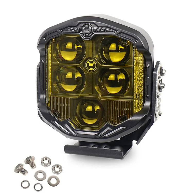 TBD0606328501A.webp OL-21W03Y 7 Inch 3-Sided Illumination High / Low Beam Car Modified Work Light Roof Light  A-Pillar Spotlights - Image 1