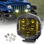 OL-21W03Y 7 Inch 3-Sided Illumination High / Low Beam Car Modified Work Light Roof Light  A-Pillar Spotlights - Image 2