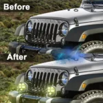 OL-21W03Y 7 Inch 3-Sided Illumination High / Low Beam Car Modified Work Light Roof Light  A-Pillar Spotlights - Image 4