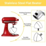 Stainless Steel Flat Beater For KitchenAid 4.5 & 5 QT Mixers - No Coating Chip-Resistant Attachment - Image 4