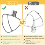 Stainless Steel Flat Beater For KitchenAid 4.5 & 5 QT Mixers - No Coating Chip-Resistant Attachment - Image 5