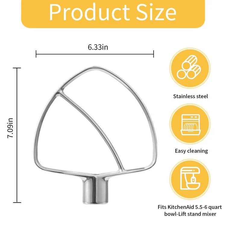TBD06063387_2.webp Stainless Steel Flat Beater For KitchenAid 5.5 & 6 QT Bowl-Lift Stand Mixers No Coating Durable Mixing Paddle Attachment - Image 3
