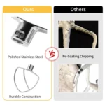 Stainless Steel Flat Beater For KitchenAid 5.5 & 6 QT Bowl-Lift Stand Mixers No Coating Durable Mixing Paddle Attachment - Image 4