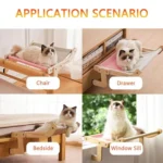 Balcony Wooden Cat Hammock Window Wall Mounted Cat Hutch Hanging Bedside Pet Kennel - Image 6