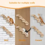 Wall Mounted Cat Climbing Frame Wooden Sisal Cat Jumping Platform Multi-Level Climbing Stairs - Image 6