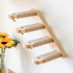 Wall Mounted Cat Climbing Frame Wooden Sisal Cat Jumping Platform Multi-Level Climbing Stairs - Image 7