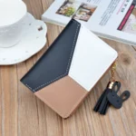 Short Leather Women Zipper Purse Panelled Wallets Trendy Coin Purse - Image 4