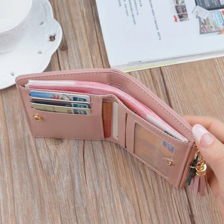 TBD060857301A_4.webp Short Leather Women Zipper Purse Panelled Wallets Trendy Coin Purse - Image 5