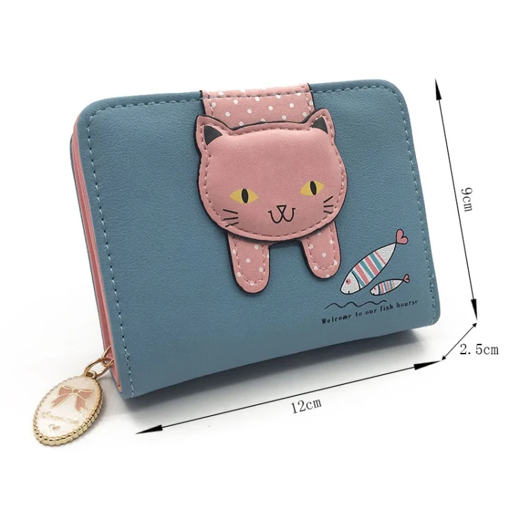 TBD060867001A_1.webp Women Cute Cat Wallet Small Zipper Wallet PU Leather Coin Purse Card Holder - Image 2