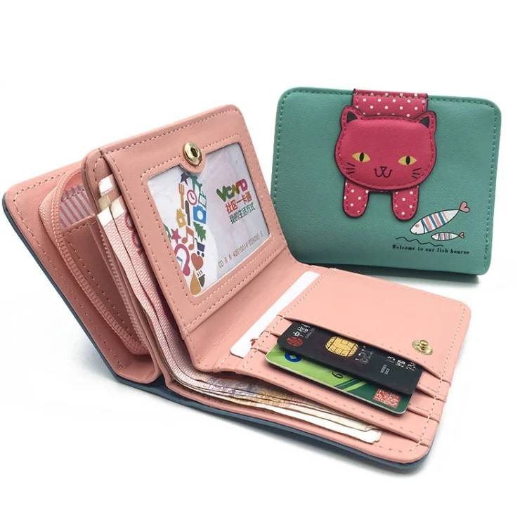 TBD060867001A_3.webp Women Cute Cat Wallet Small Zipper Wallet PU Leather Coin Purse Card Holder - Image 4