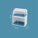Tableware Storage Box Drain Rack Plastic Cupboard With Lid - Image 2