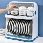Tableware Storage Box Drain Rack Plastic Cupboard With Lid - Image 3
