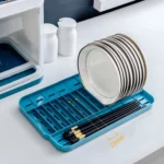 Tableware Storage Box Drain Rack Plastic Cupboard With Lid - Image 6