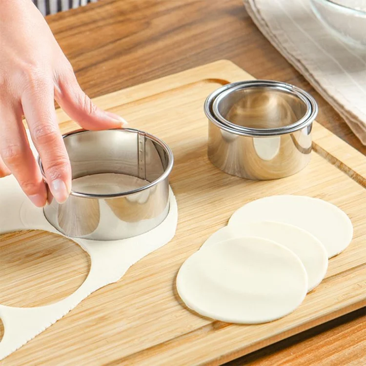 TBD060907301A_3.webp 3pcs/set Stainless Steel Round Dumplings Wrappers Molds Set Cutter Maker Tools - Image 4