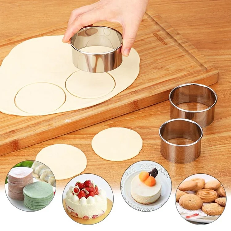 TBD060907301A_4.webp 3pcs/set Stainless Steel Round Dumplings Wrappers Molds Set Cutter Maker Tools - Image 5