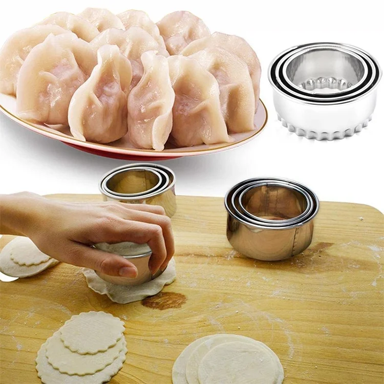TBD060907301A_5.webp 3pcs/set Stainless Steel Round Dumplings Wrappers Molds Set Cutter Maker Tools - Image 6