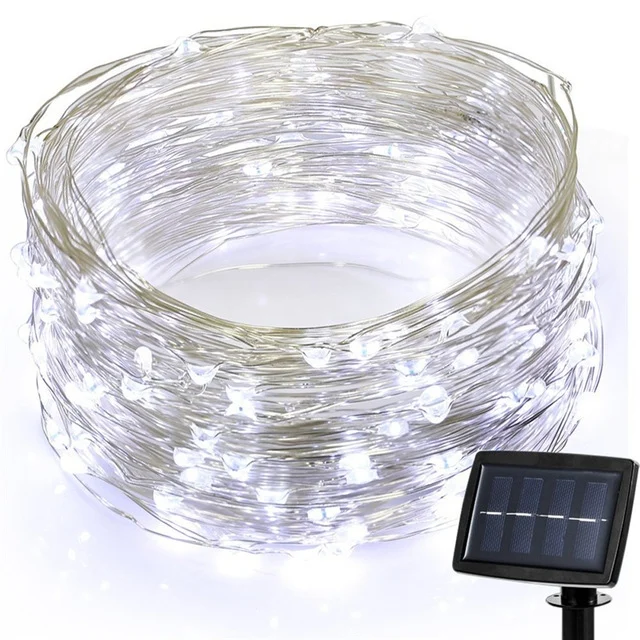 22m 200 LEDs Solar Powered Home Garden Copper Wire String Fairy Light Outdoor Christmas Party Decor Strip Lamp with 8 Modes