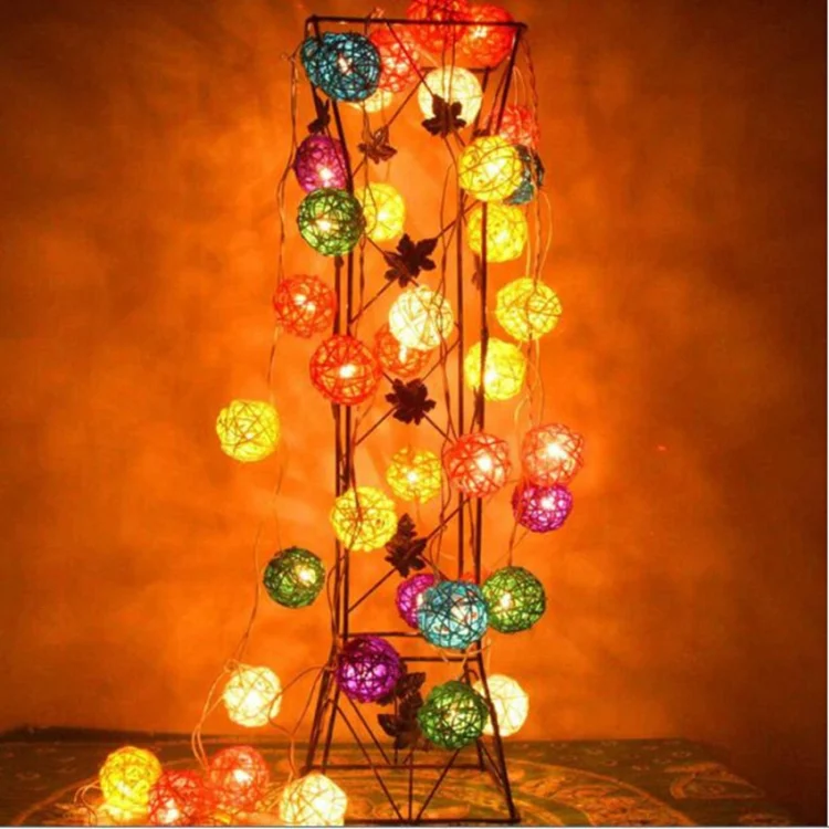 TBD061416501B_1.webp 20 LEDs Rattan Balls Lights Fairy Holiday Christmas Outdoor LED Decorative Lamp - Image 2