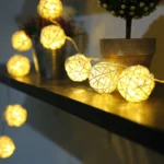 20 LEDs Rattan Balls Lights Fairy Holiday Christmas Outdoor LED Decorative Lamp - Image 3