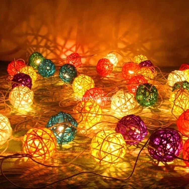 TBD061416501B_3.webp 20 LEDs Rattan Balls Lights Fairy Holiday Christmas Outdoor LED Decorative Lamp - Image 4