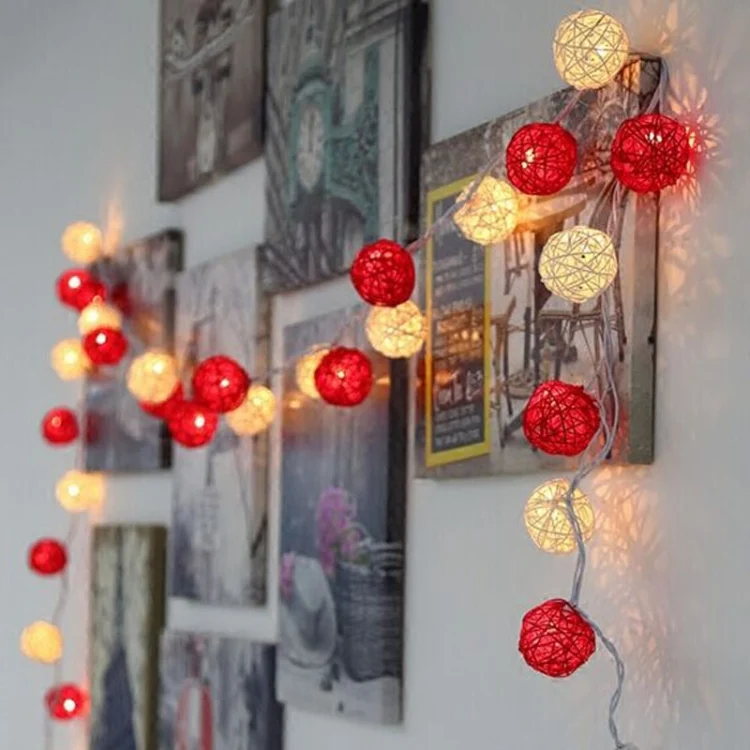 TBD061416501B_4.webp 20 LEDs Rattan Balls Lights Fairy Holiday Christmas Outdoor LED Decorative Lamp - Image 5