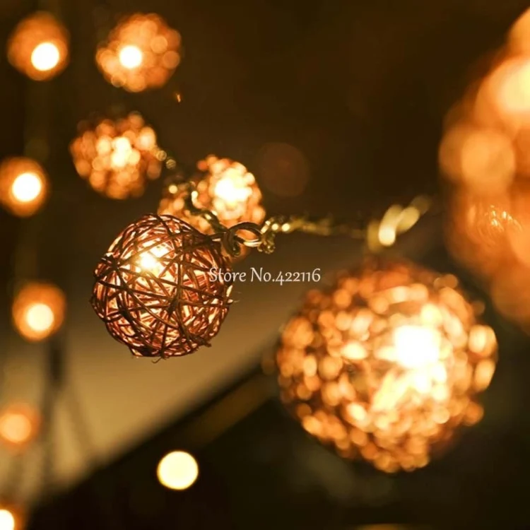 TBD061416501B_7.webp 20 LEDs Rattan Balls Lights Fairy Holiday Christmas Outdoor LED Decorative Lamp - Image 8